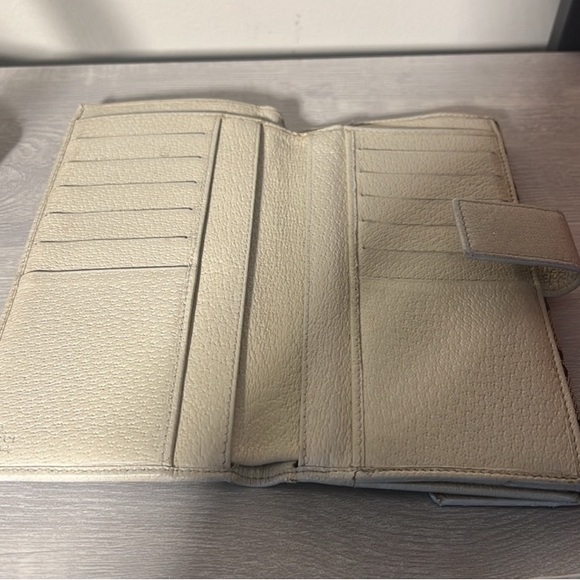 GUCCI Vintage Authentic Long Wallet Purse GG Canvas Leather White - Picture 9 of 9
